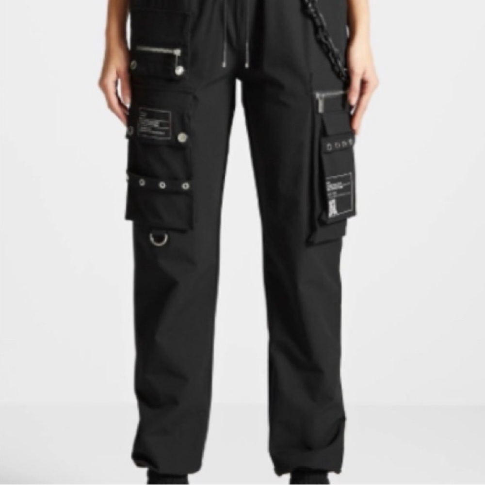 Maniere De Voir Black Utility Cargo Pants